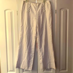 White linen wide leg pants.